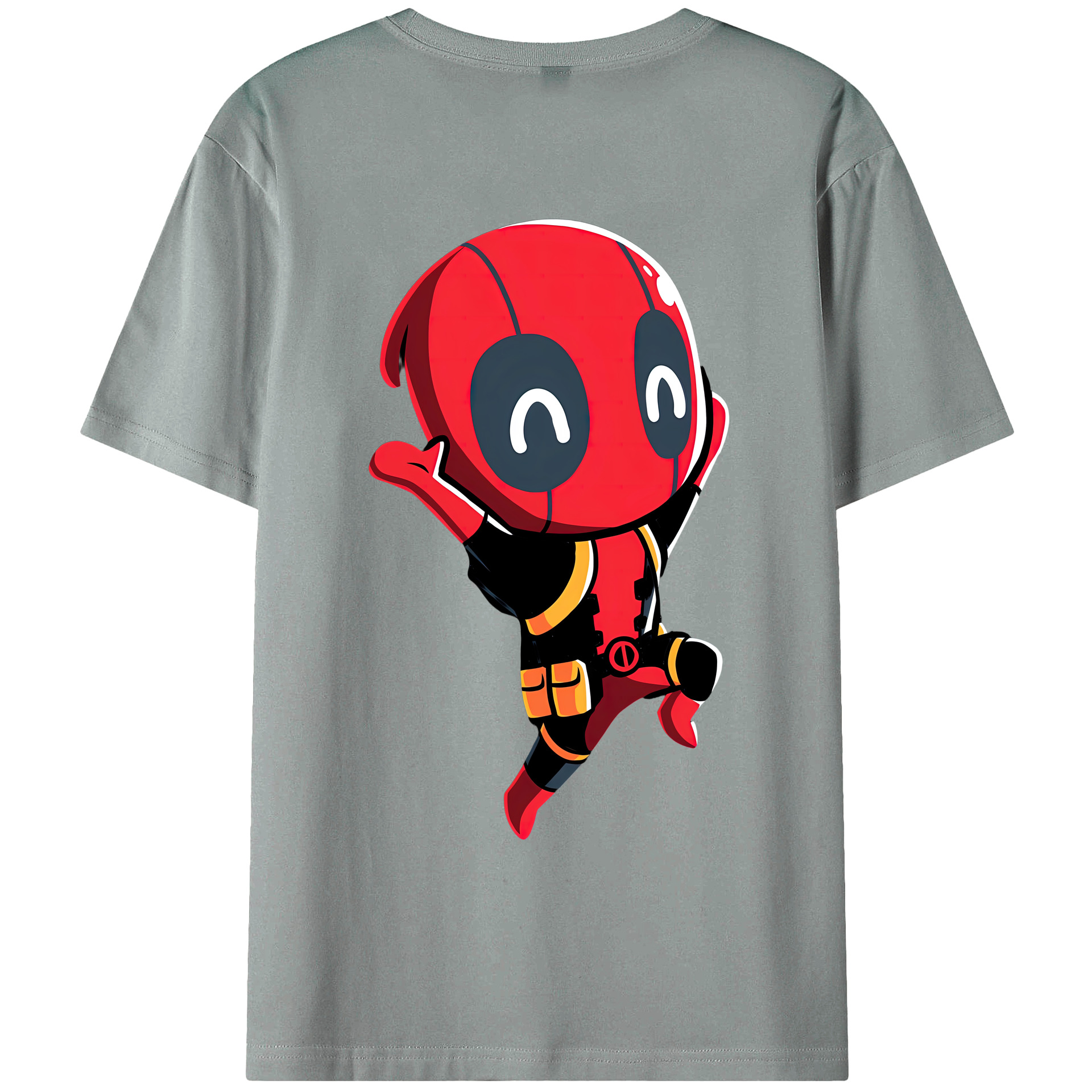 （画像用） Deadpool デッドプール 綿100％ メンズ半袖Tシャツ（バックプリント） 通気性